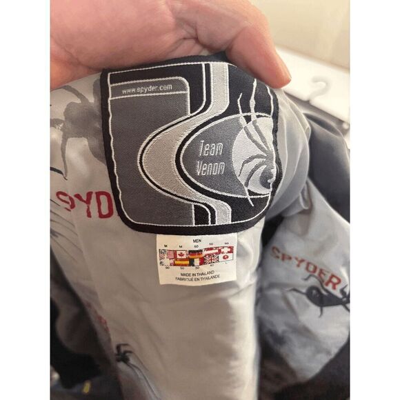 Spyder Team Venom US Ski Team Jacket Patch Removed Mens SIze M Gray Hooded VGC - Picture 8 of 9